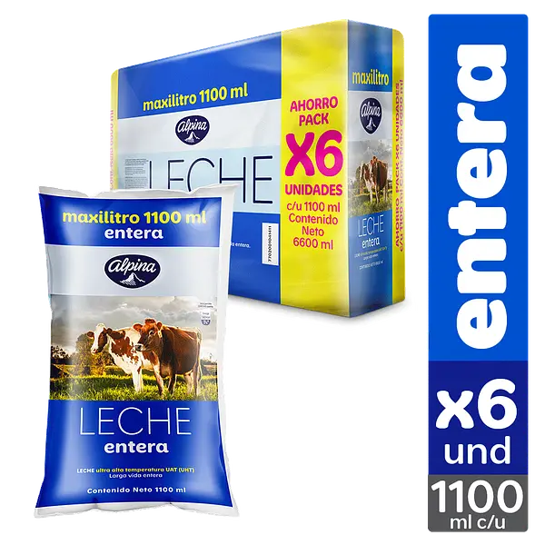 Leche Alpina Entera Sixpack 1100ml