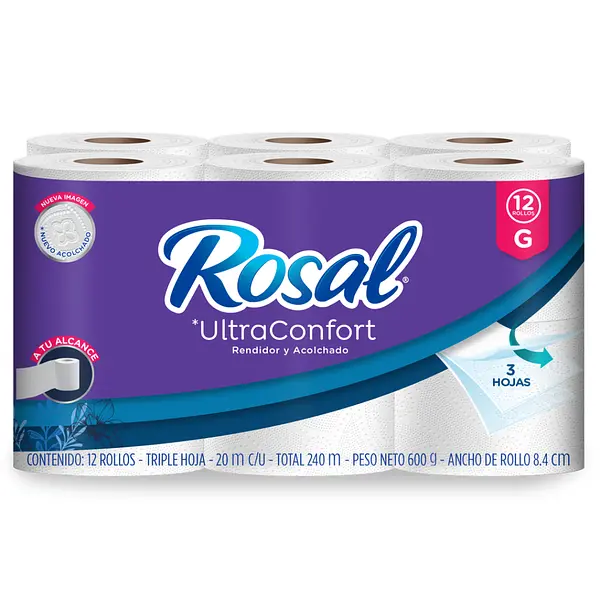 Papel Higienico Rosal Ultraconfort Morado 12*20 M