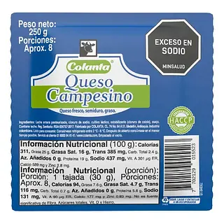 Colanta Queso X 250g Campesino