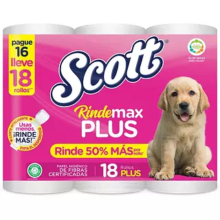 Papel Higienico Scott Rindemax Plus 18*36m