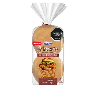 Pan Bimbo Artesano Hamburguesa Con Papa 360g
