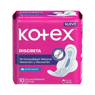 Toalla Kotex Discreta U/F Tela 10 Und