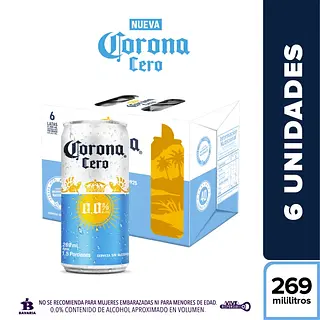 Cerveza Corona Cero Lata 6*269ml
