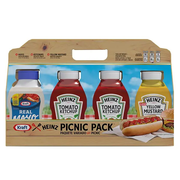 Picnic Pack Mayonesa Kraft + Salsa Tomate Heinz Y Mostaza