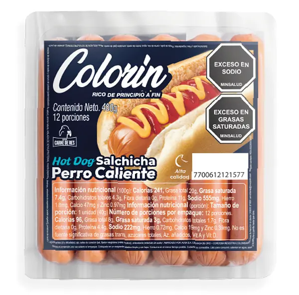 Salchicha Perro 480gr Mac Pollo Colorin