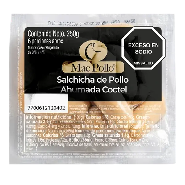 Salchicha Coctel 250gr Mac Pollo
