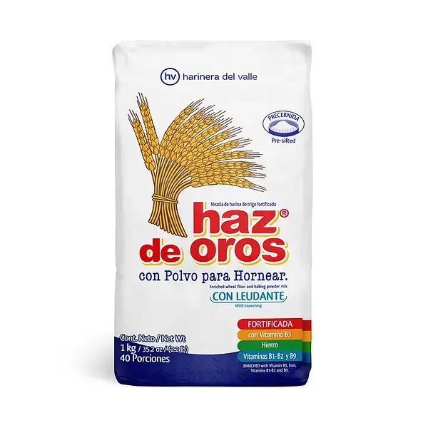 Harina De Trigo Haz De Oros 1000g Con Polvo De Hornear