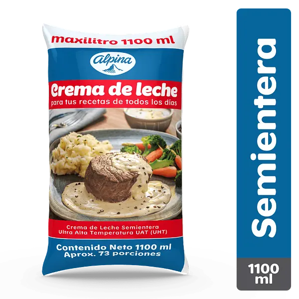 Crema De Leche Alpina Semientera 1100ml
