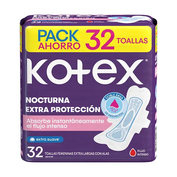 Toalla Kotex Nocturna Extra Proteccion 32 Und