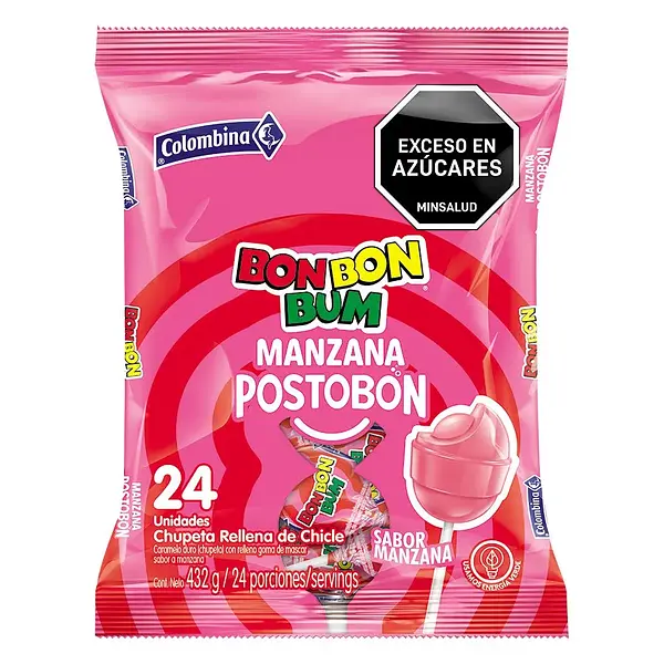 Chupeta Bonbon Bum Manzana Postobon 432g