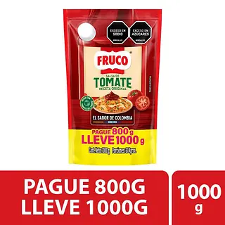 Salsa De Tomate Fruco Pague 800gr Lleve 1000gr