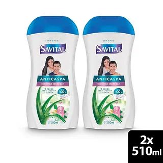 Shampoo Savital Anticaspa Te Y Seda 2*510ml