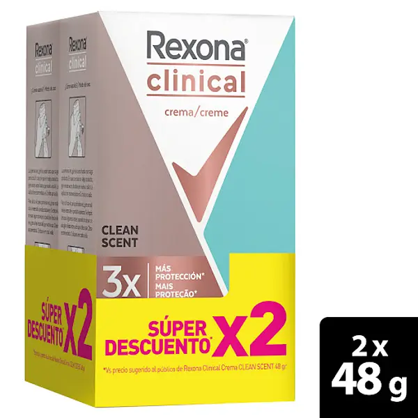 Desodorante Rexona Women Clean Clinical 2*48g