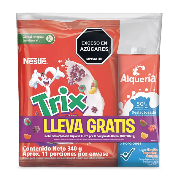 Cereal Nestle Trix 340g Gratis Leche Alqueria Deslact 1l