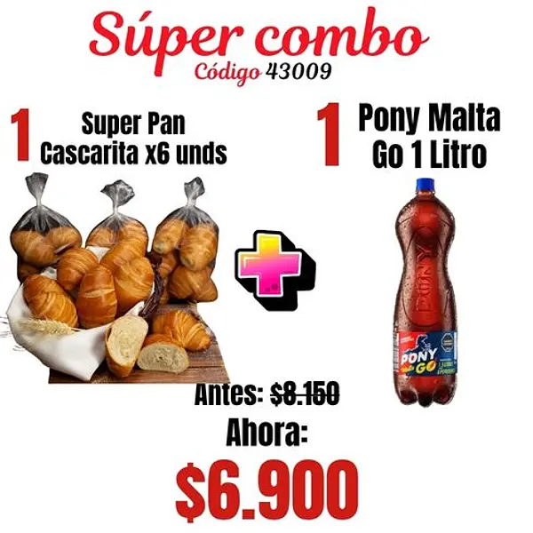 Super Combo Pan Cascarita 6 Unid + Pony Go 1l