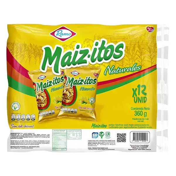 Pasabocas Maizitos Natural 12*45g