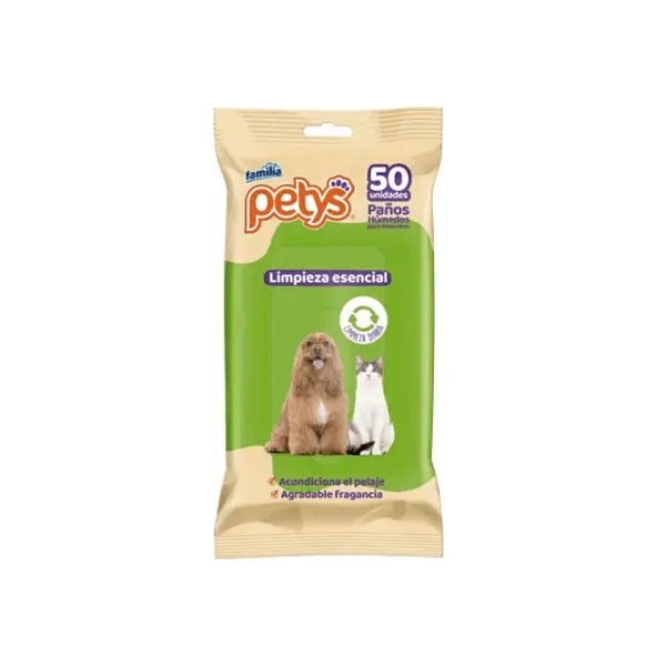 PAÑITOS HUMEDOS FAMILIA MASCOTAS PETYS 50UND