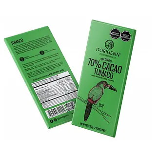 BARRA DE CACAO DORIGENN 70% TUMACO 12G